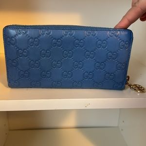 Gucci Blue Embossed Wallet